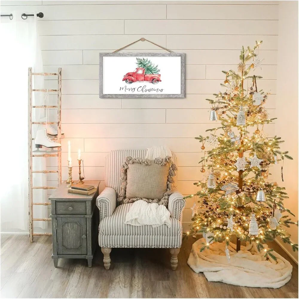 Charming 9x17 Rustic Wall Decor with 10 Interchangeable Sayings - Holiday Gift